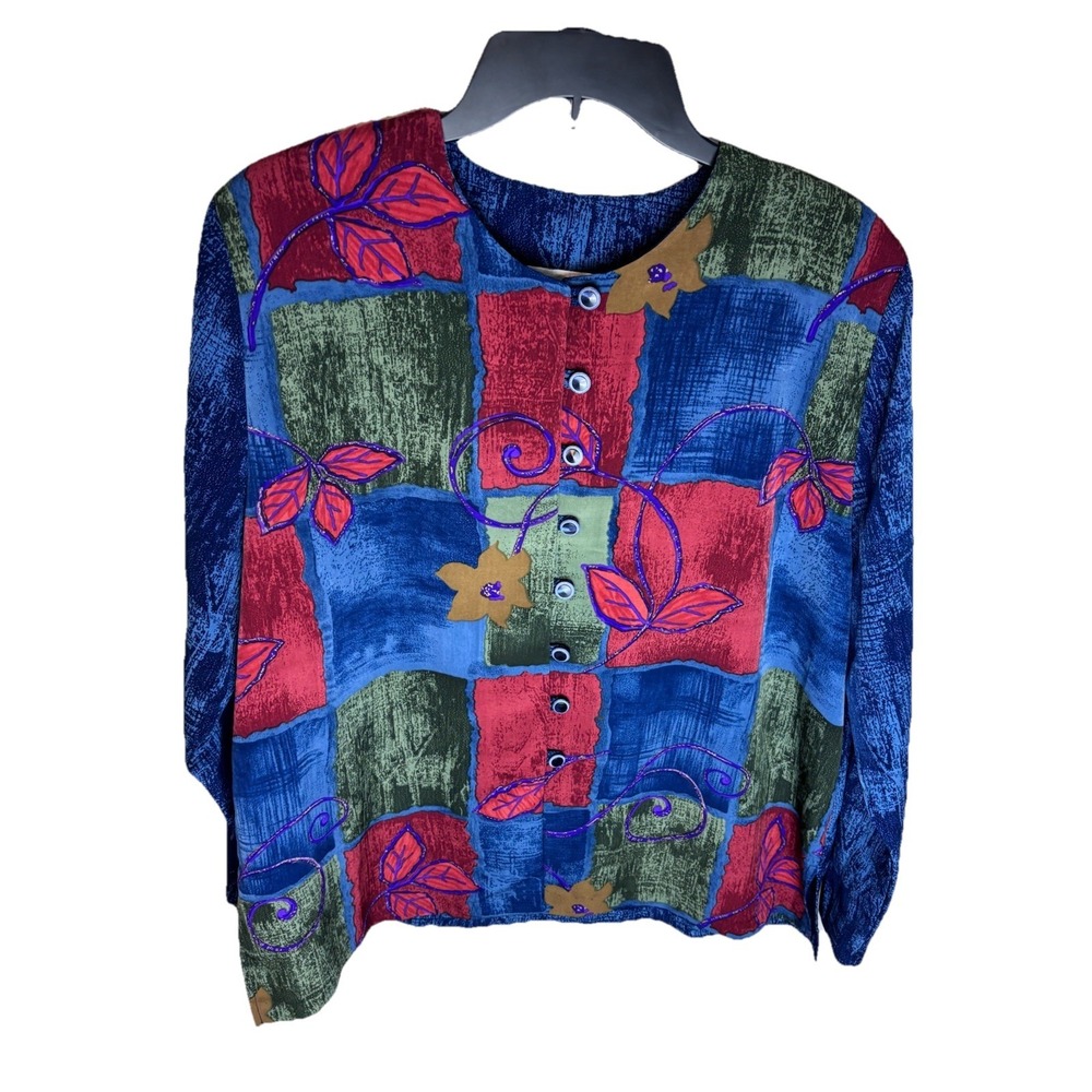 90s vintage Peter Popovitch patchwork blazer jacket Size XL USA